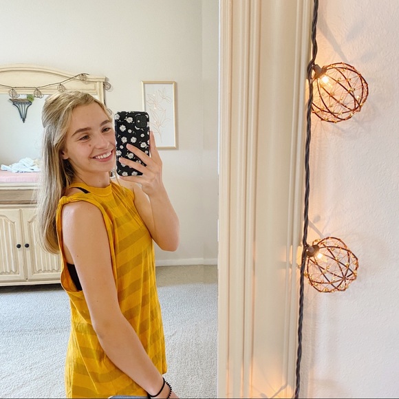 Free People Tops - NWT FREE PEOPLE YELLOW STRIPED TANK DISTRESSED L